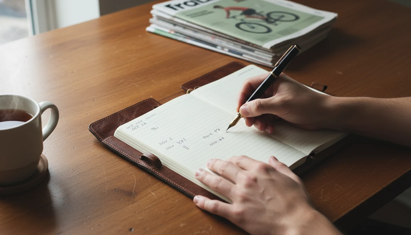 Parieur concentré prenant des notes dans un carnet de suivi