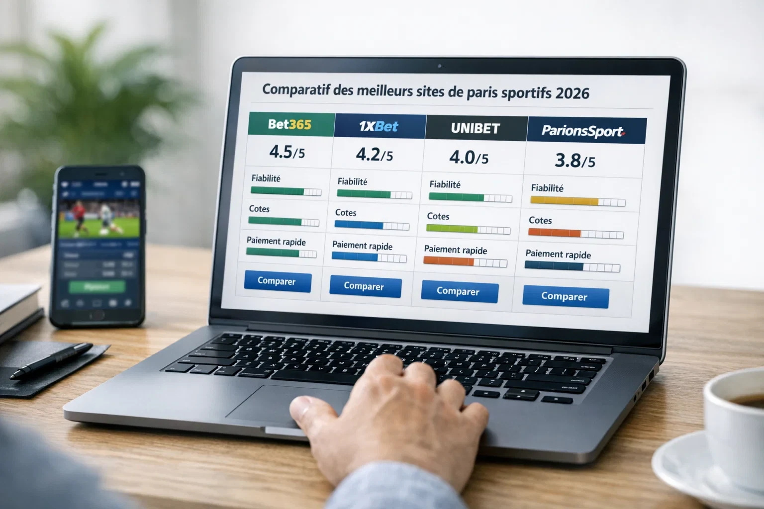 Comparaison des sites de paris sportifs sur ordinateur portable