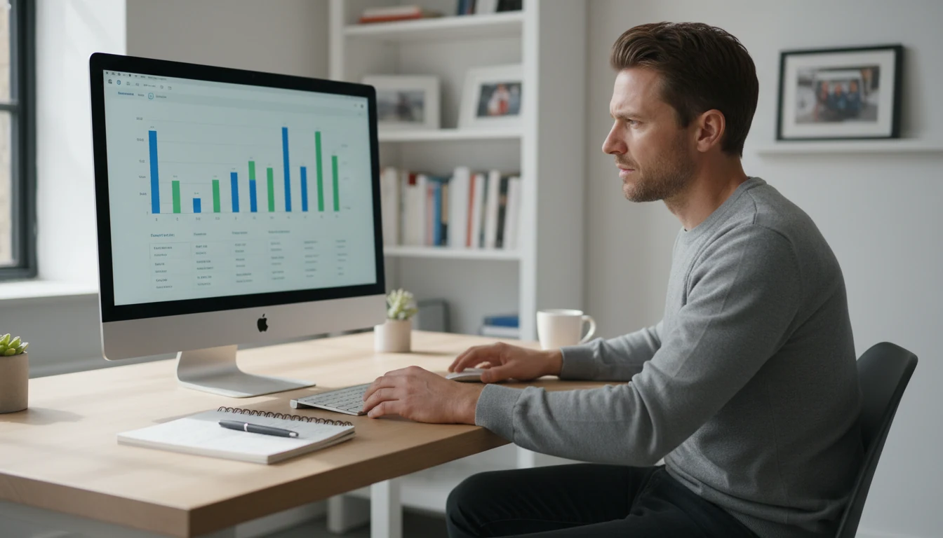 Parieur analysant les statistiques cyclistes sur &eacute;cran