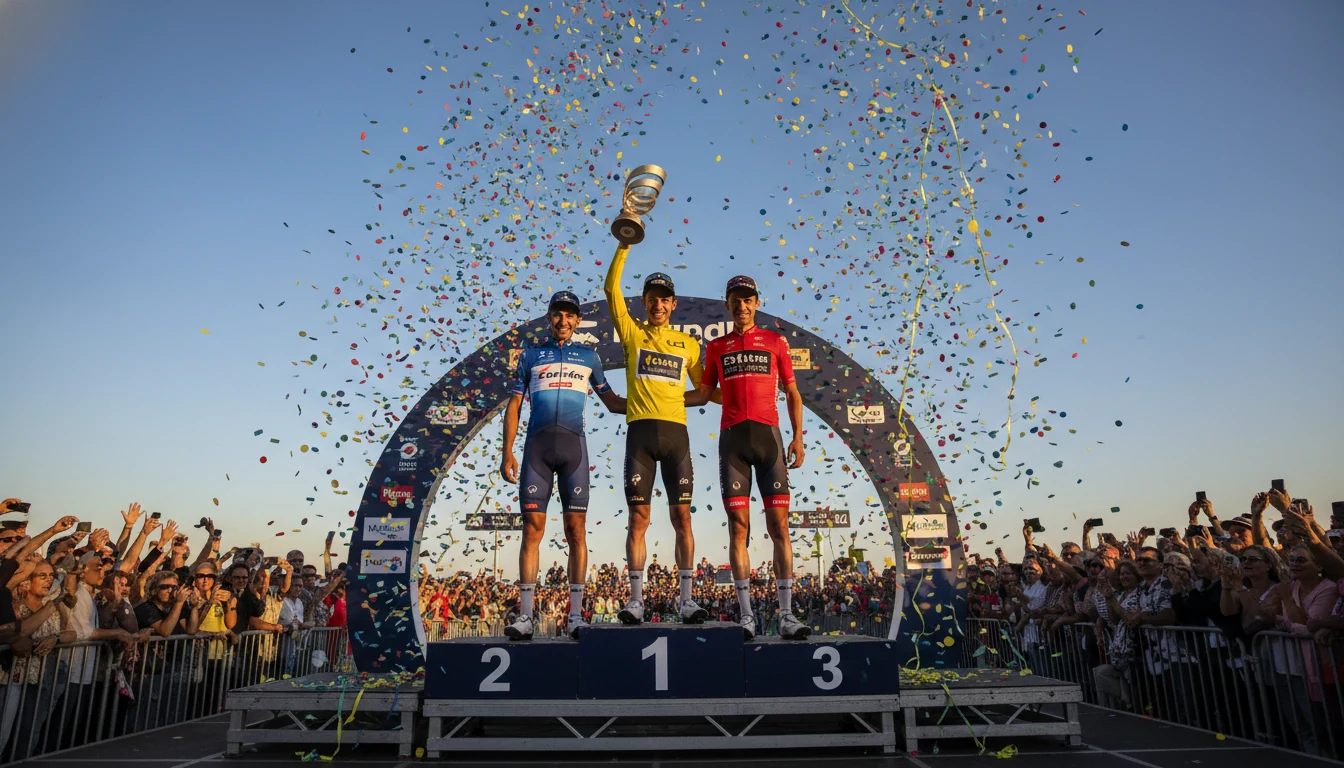 Podium d'un grand tour avec les trois premiers du classement
