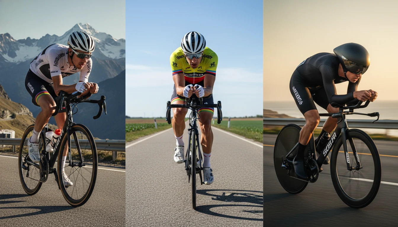 Diff&eacute;rents types de cyclistes : grimpeur, sprinteur et rouleur